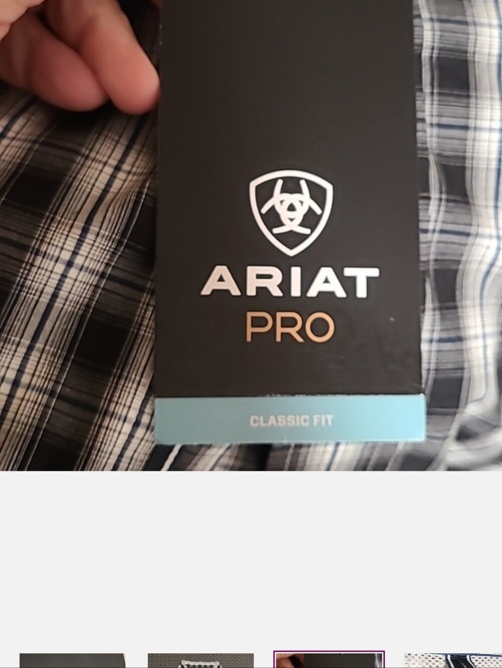 Ariat Pro Series Mens XXL Black White Plaid Long Sleeve Button Front Shirt NWT - Picture 4 of 5